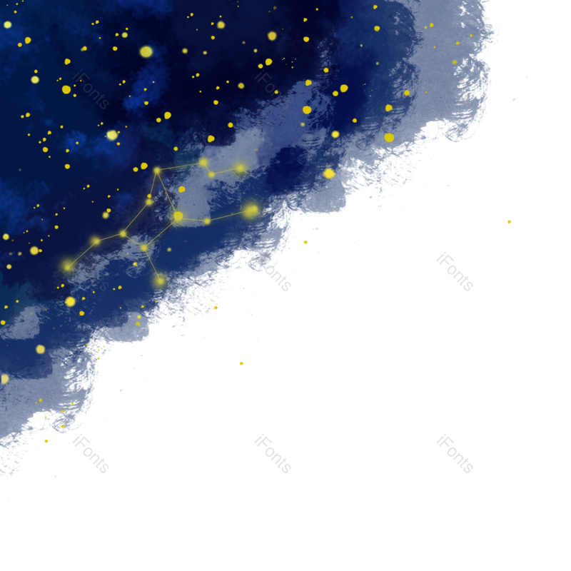 星座图片,天空元素,蓝色PNG,笔触免抠素材